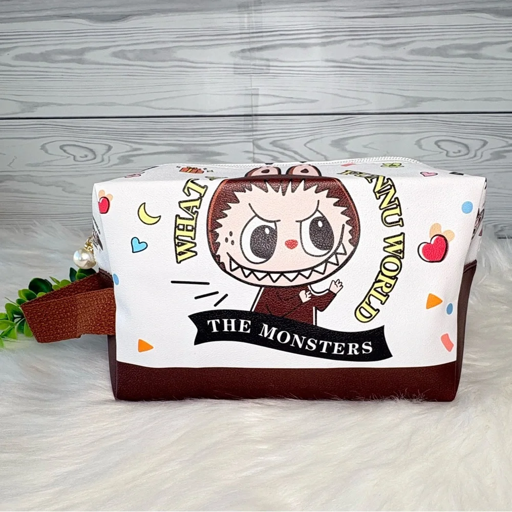 Brown Monster Character Large‎ Cosmetic Bag